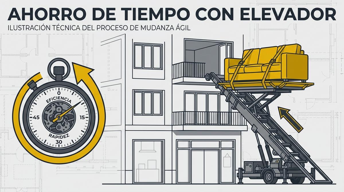 Uso de grúa elevadora en mudanzas de pisos para agilizar el traslado