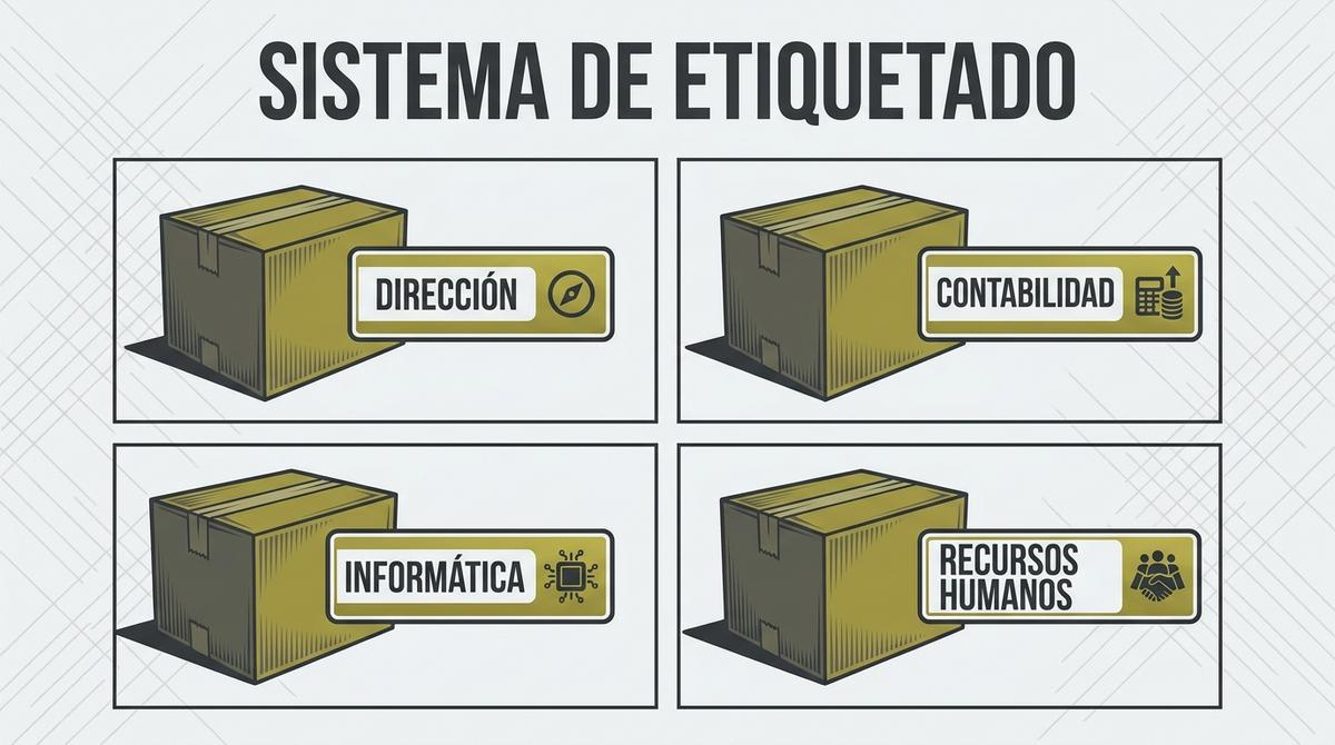 Sistema técnico de etiquetado de cajas por departamentos de oficina